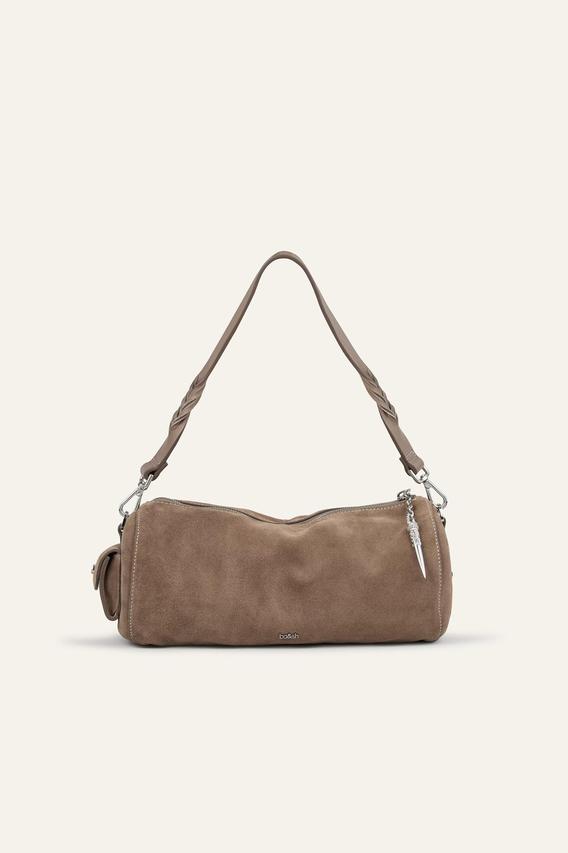 ba&sh Suede Baguette Bag Beni Gray