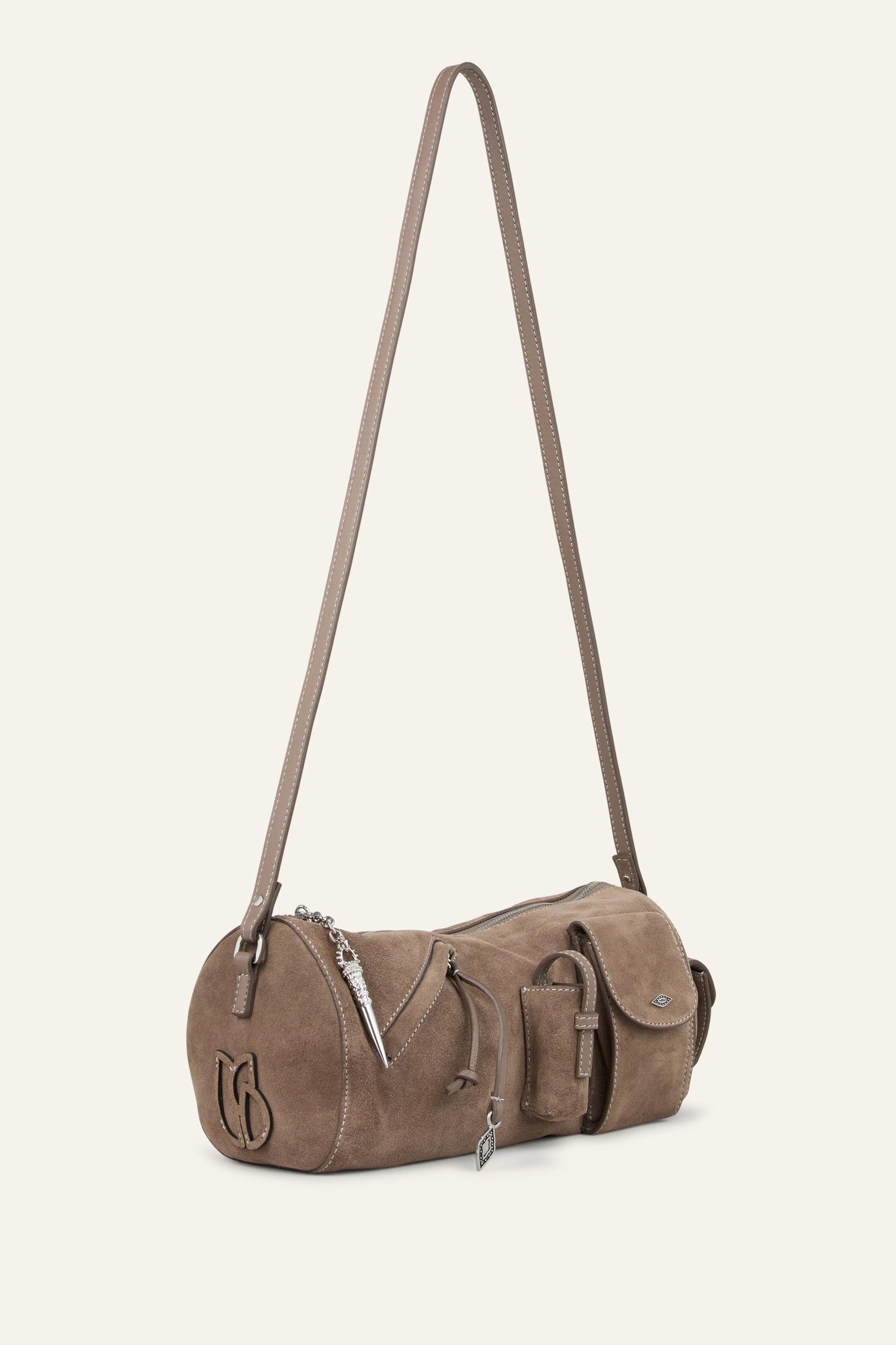 ba&sh Suede Baguette Bag Beni Gray