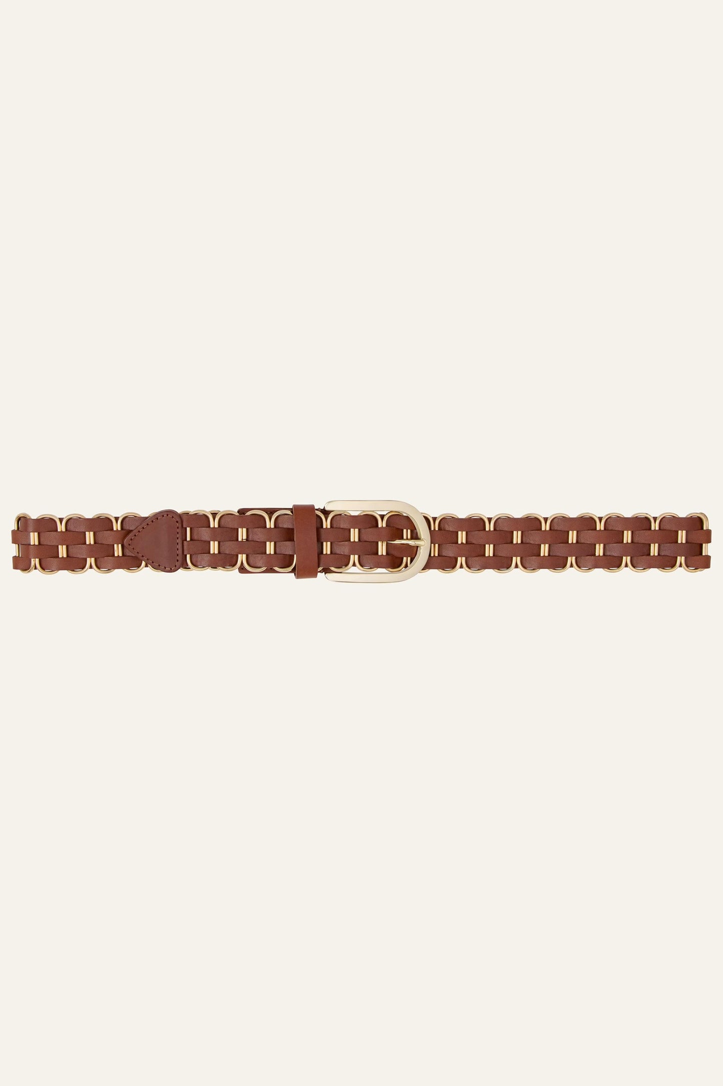 ba&sh Braided Leather Belt Beck Brown