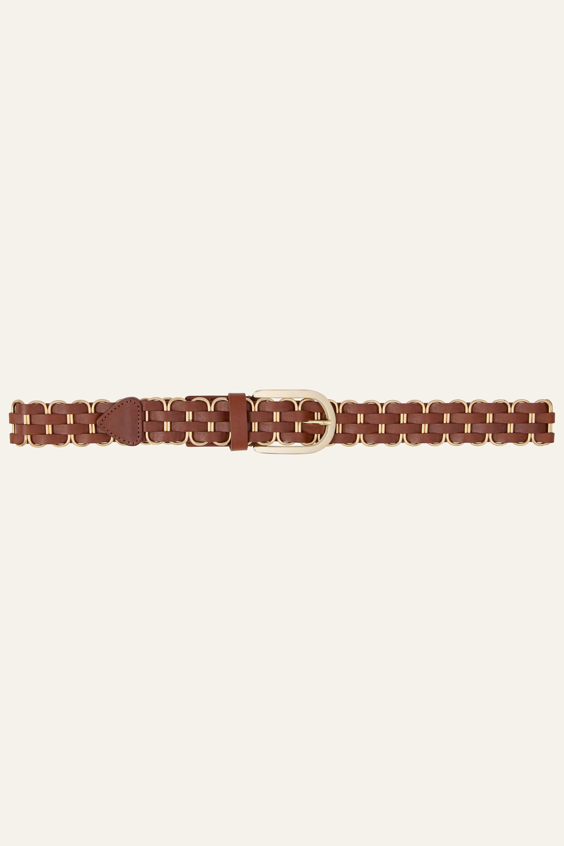 ba&sh Braided Leather Belt Beck Brown