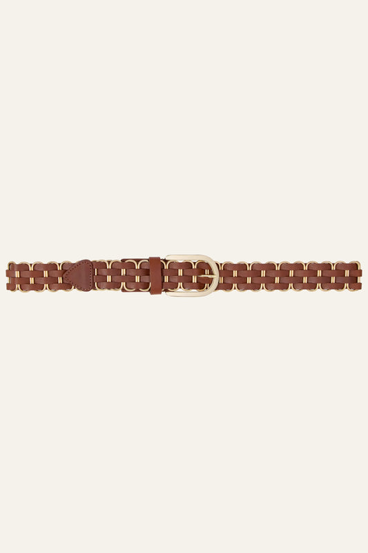ba&sh Braided Leather Belt Beck Brown
