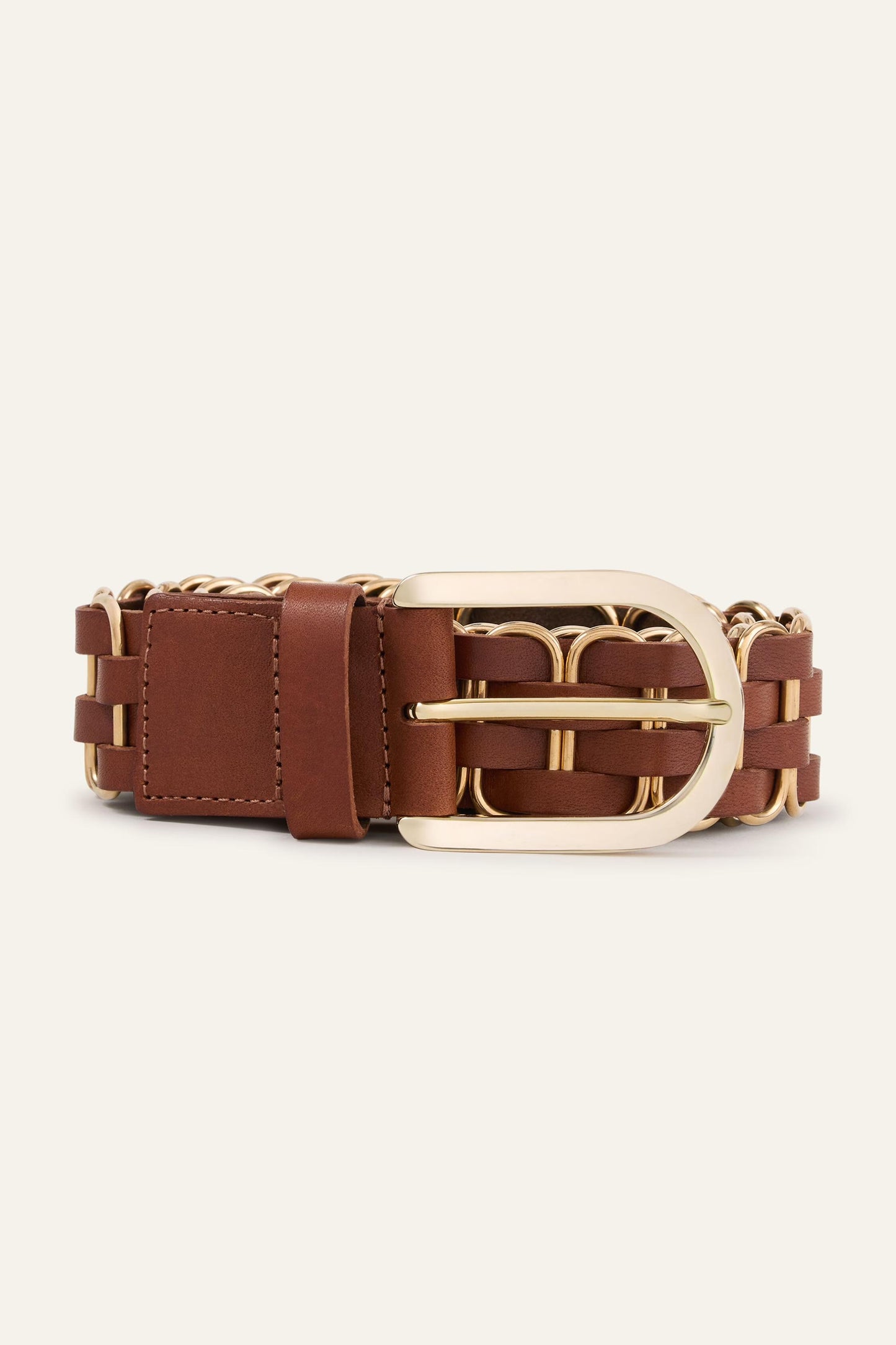 ba&sh Braided Leather Belt Beck Brown