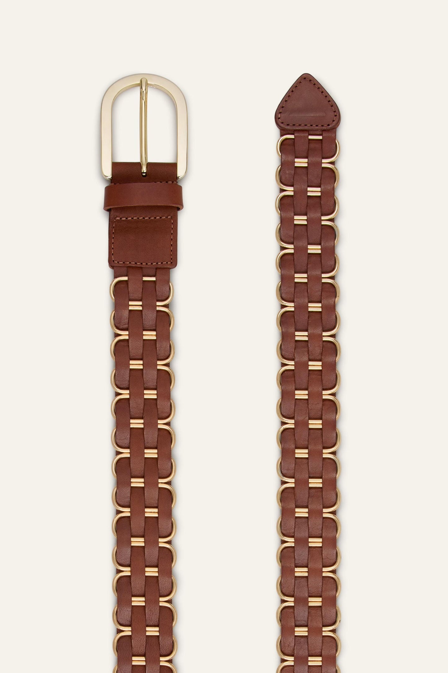 ba&sh Braided Leather Belt Beck Brown