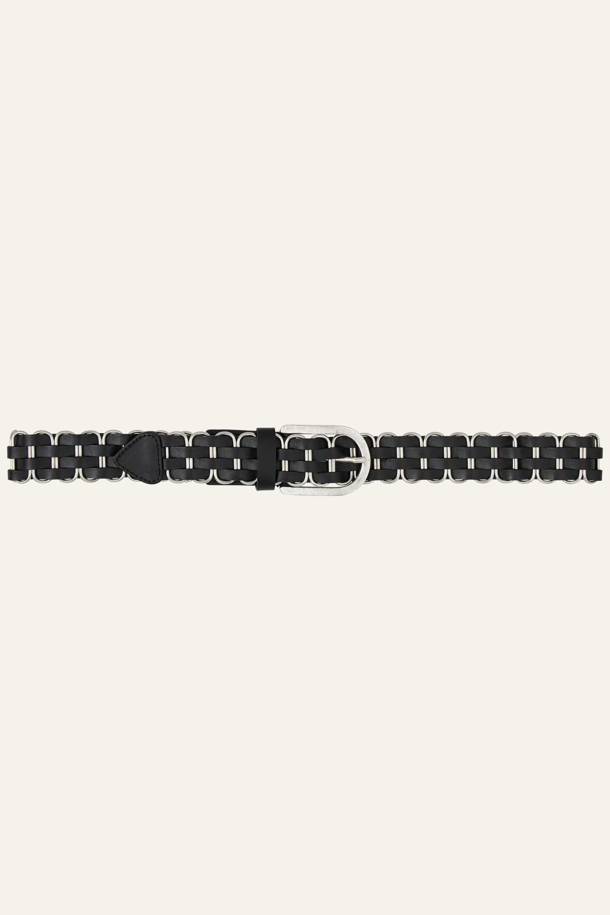 ba&sh Braided Leather Belt Beck Black