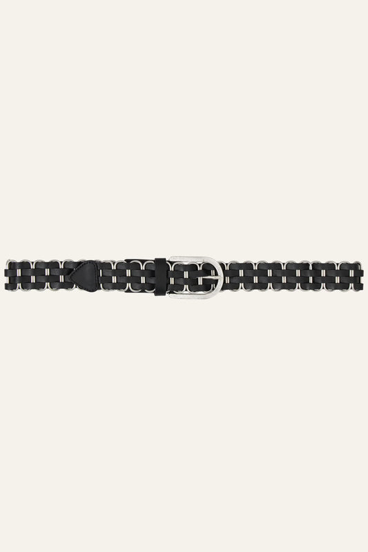 ba&sh Braided Leather Belt Beck Black