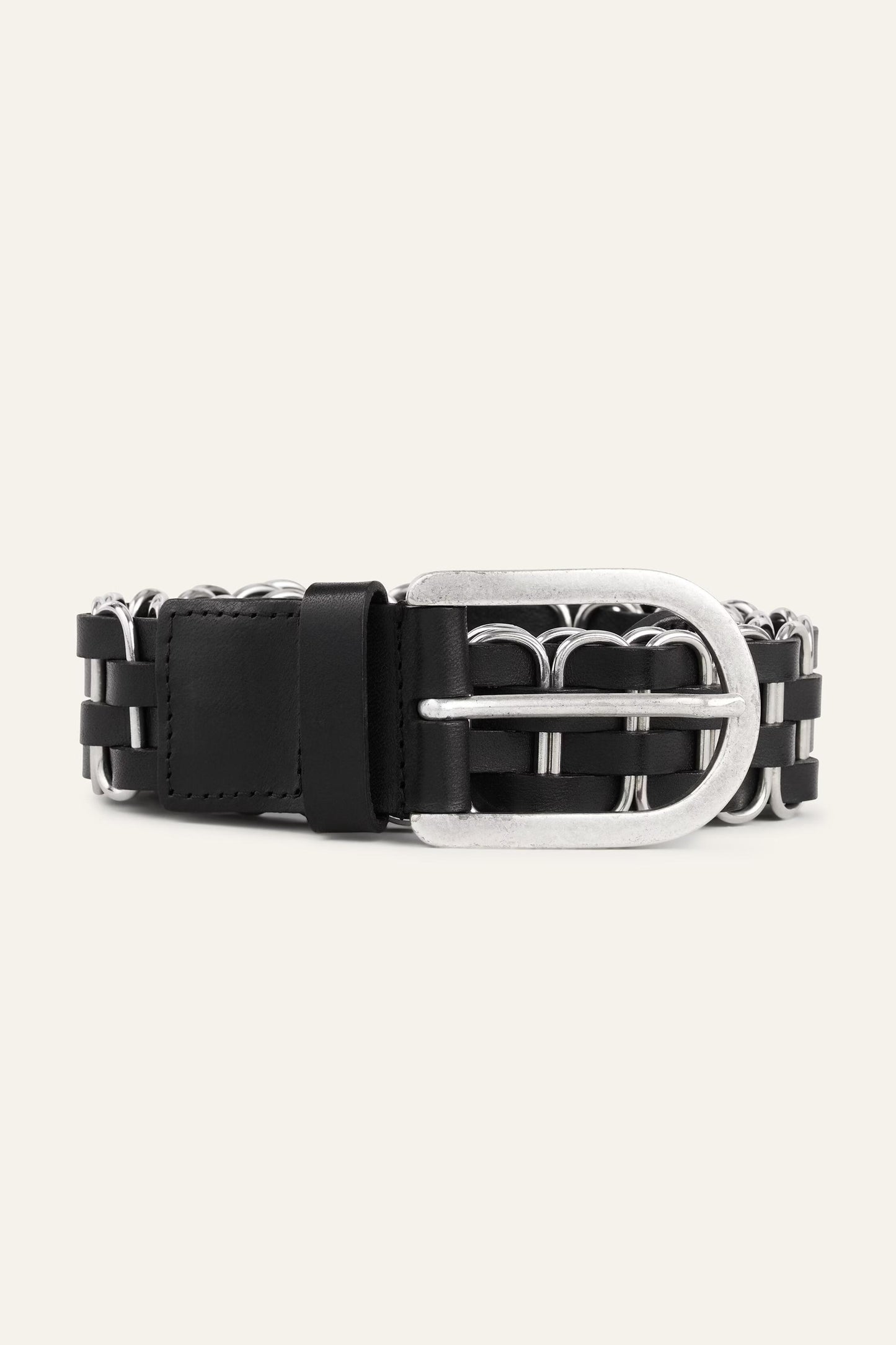 ba&sh Braided Leather Belt Beck Black