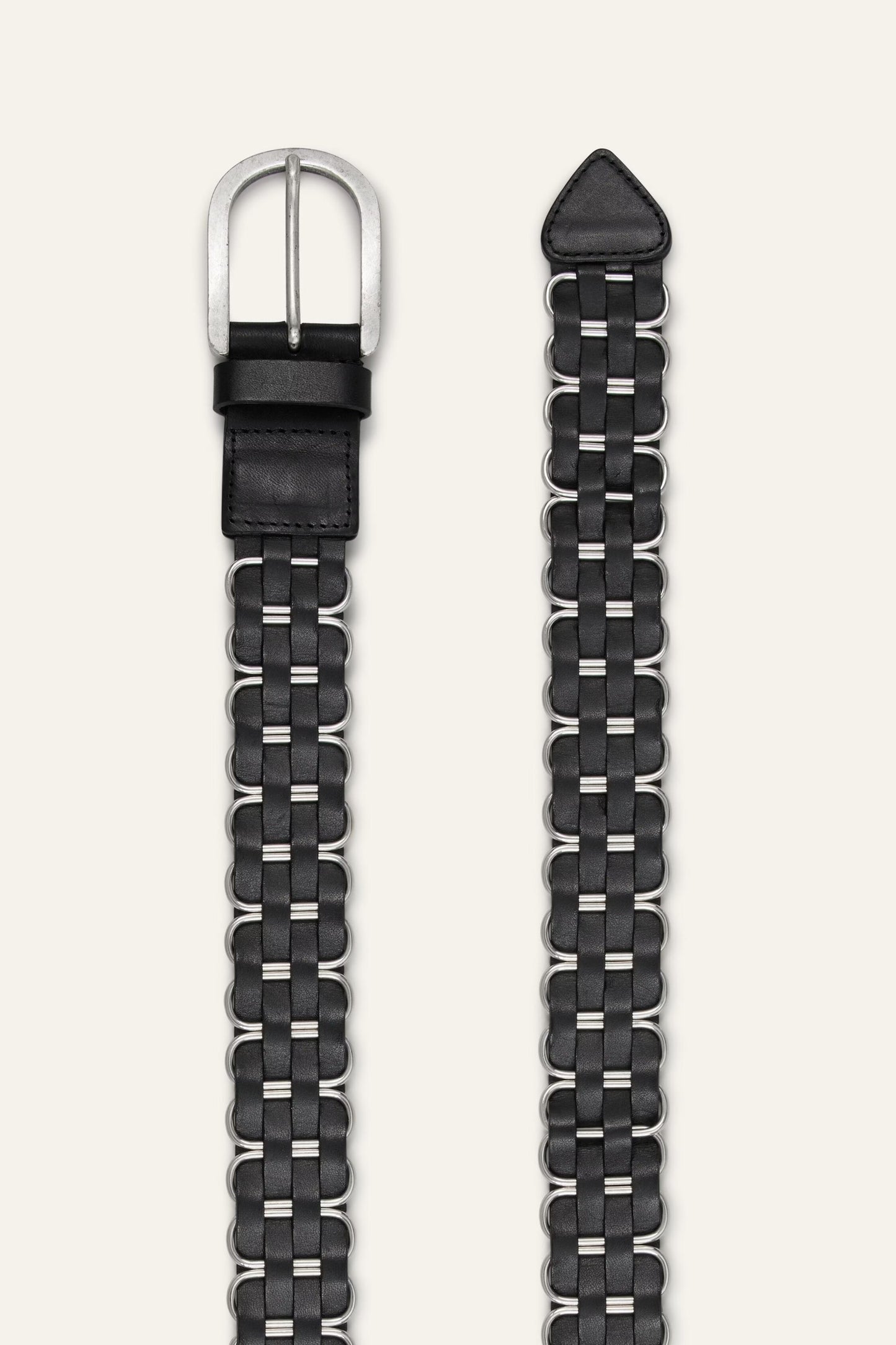 ba&sh Braided Leather Belt Beck Black