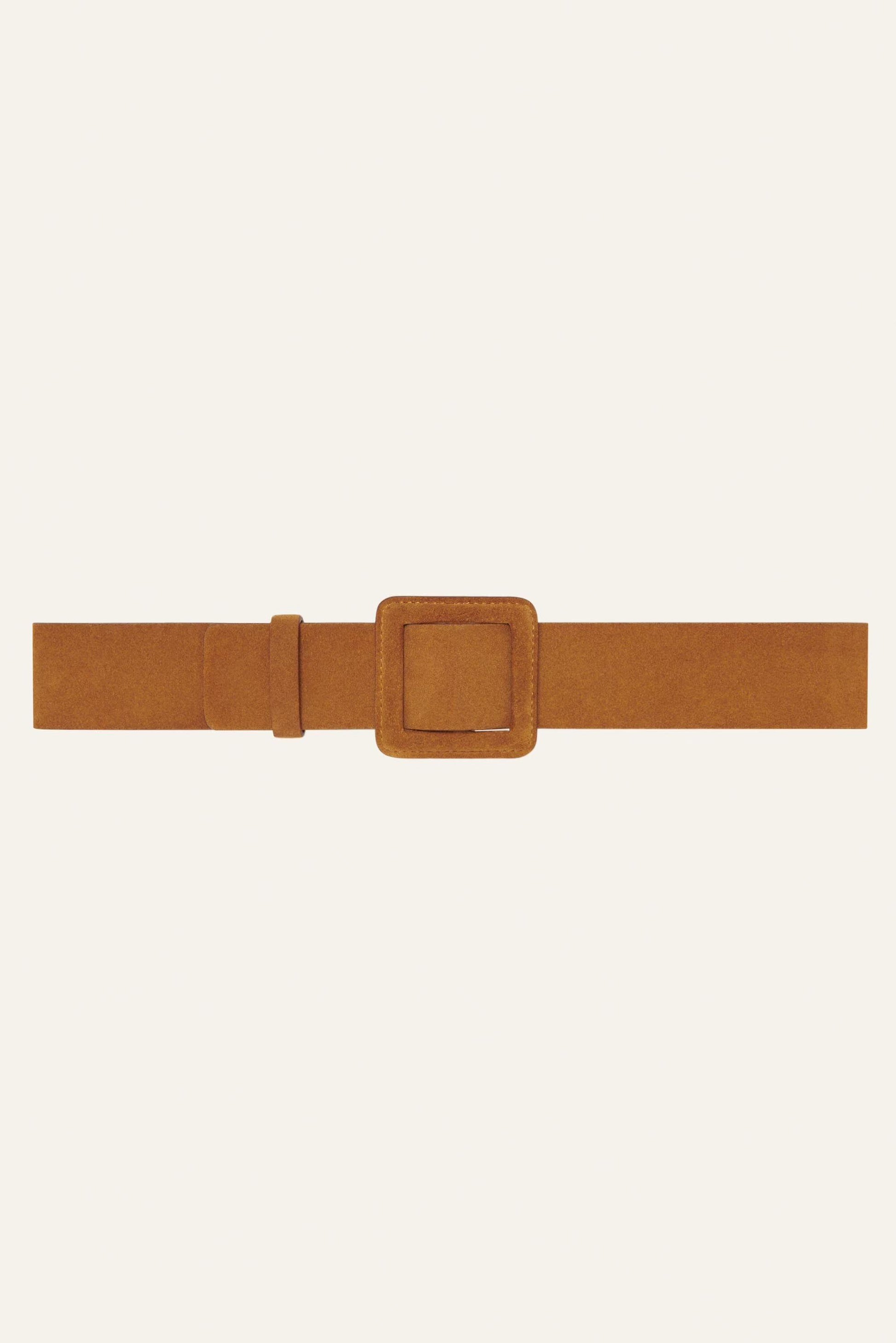 ba&sh Suede Square Buckle Belt Betty Brown