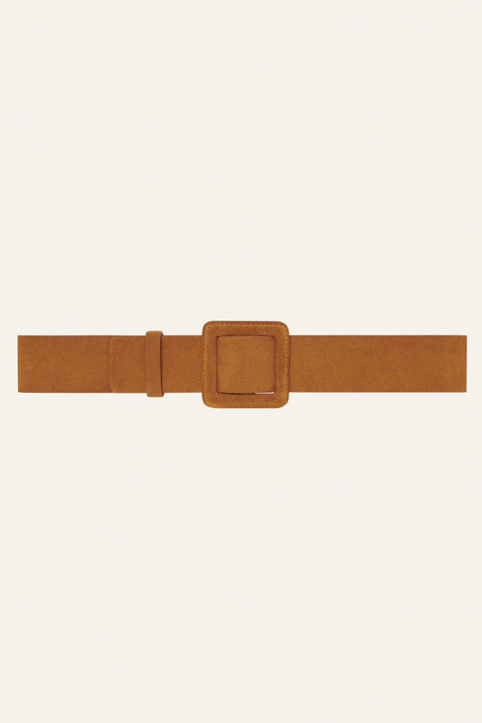 ba&sh Suede Square Buckle Belt Betty Brown