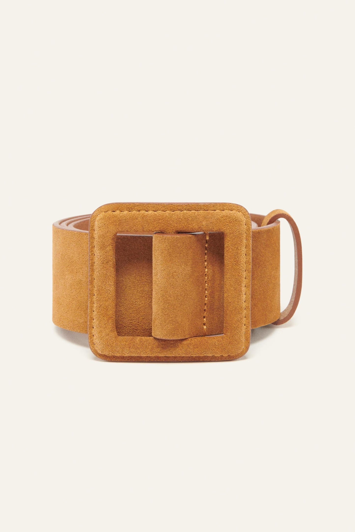 ba&sh Suede Square Buckle Belt Betty Brown