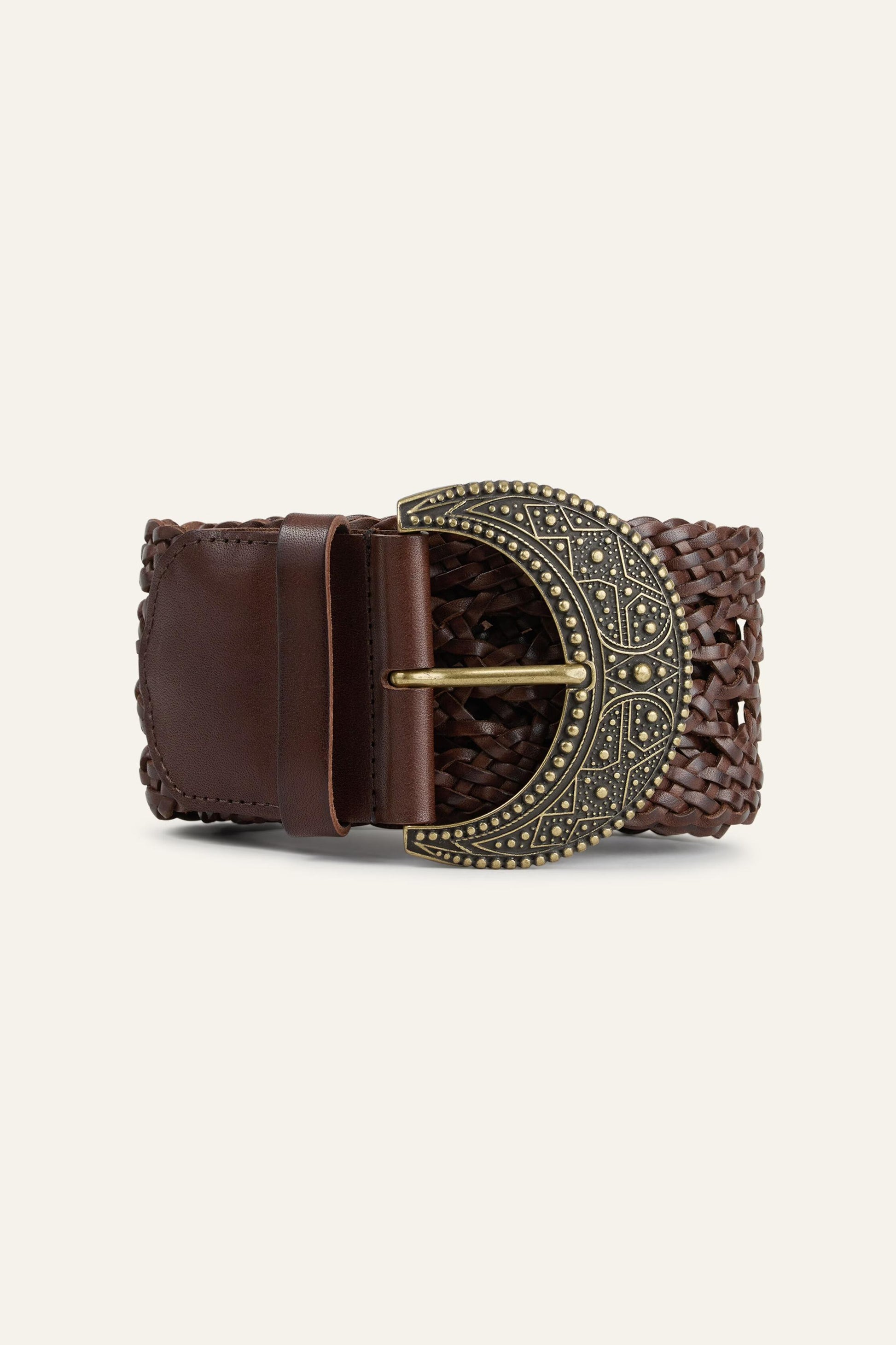 ba&sh Braided Leather Belt Balmy Brown