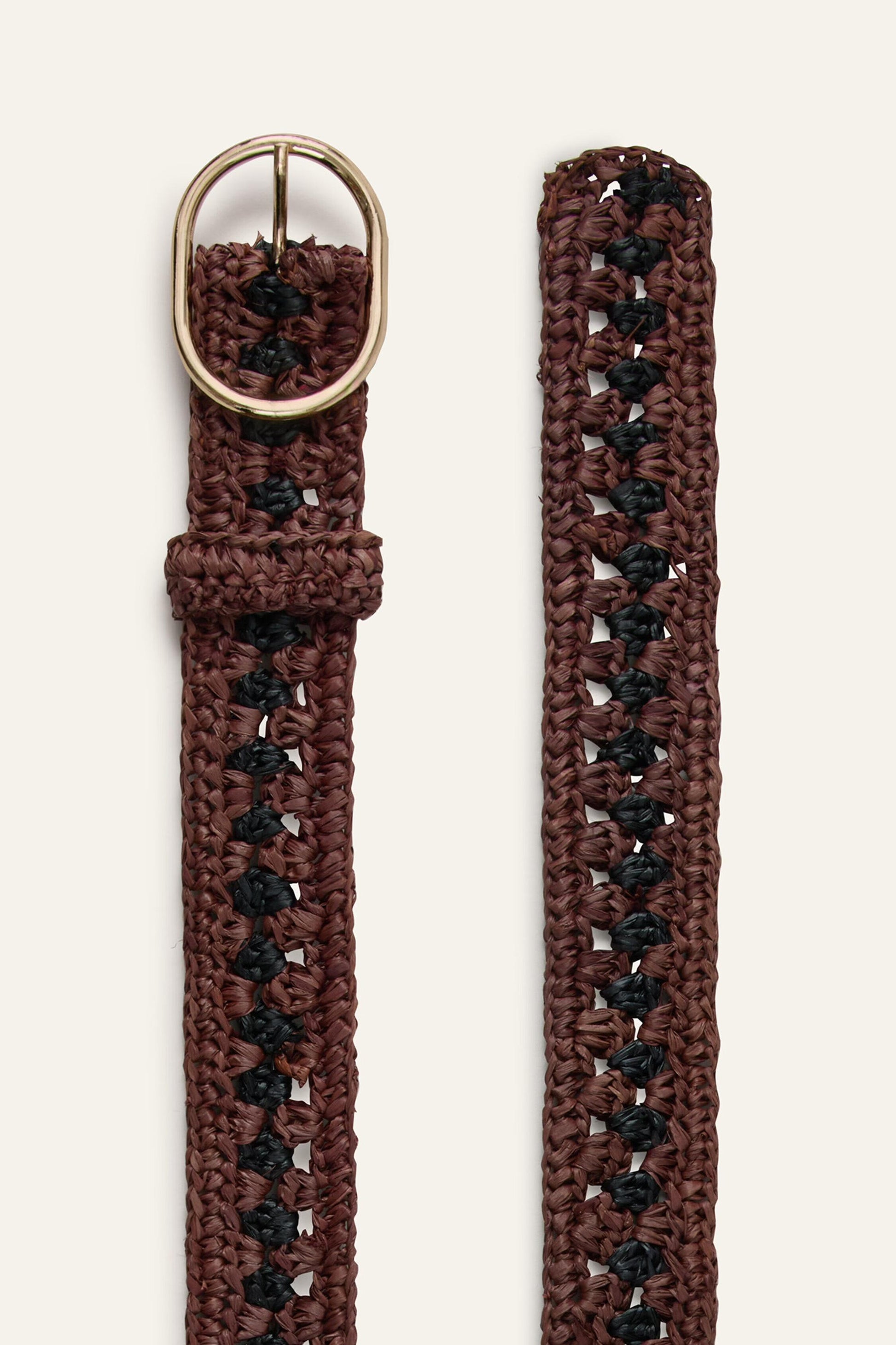 ba&sh Woven Raffia Belt Raphia Brown