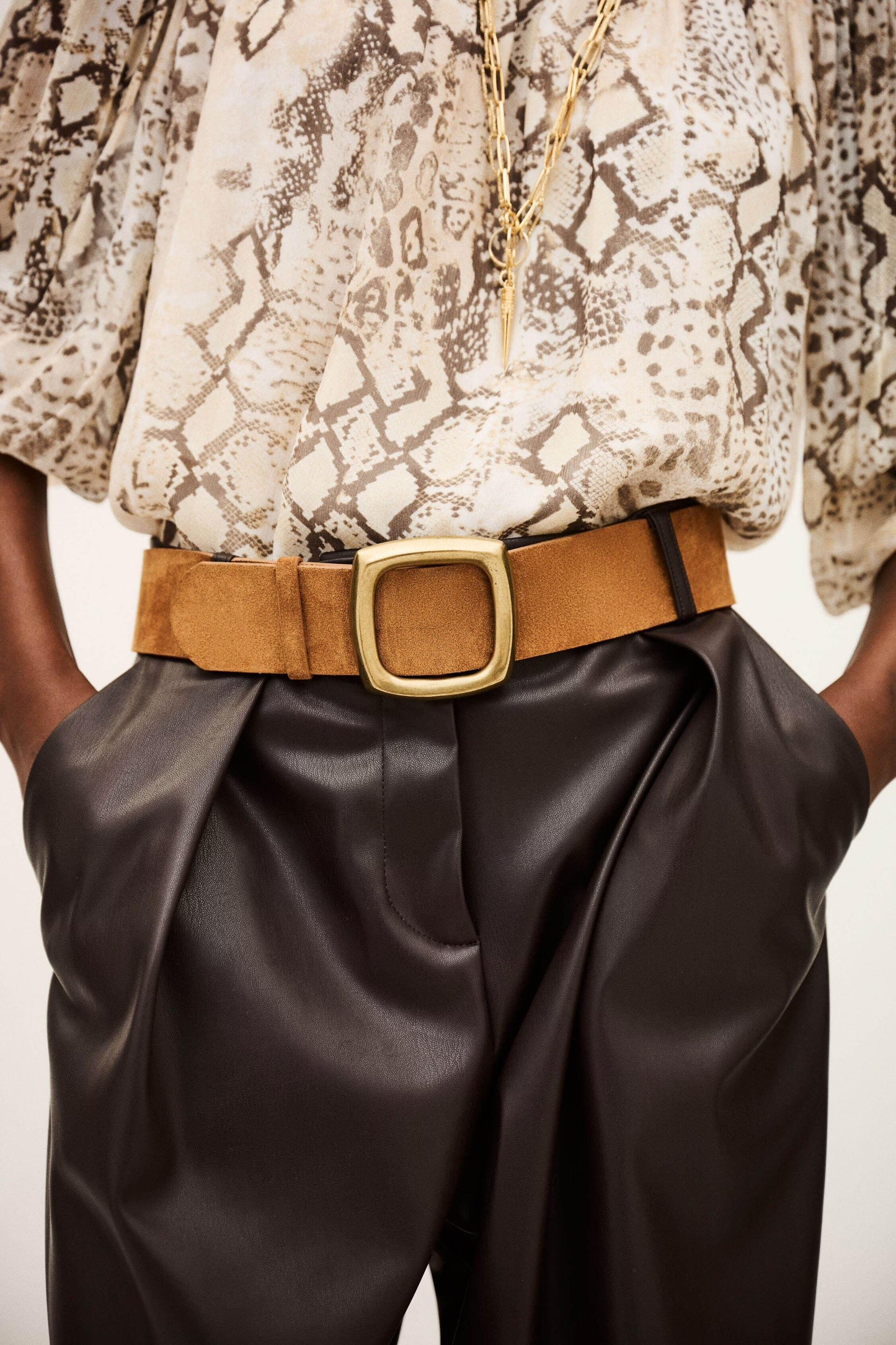 ba&sh Wide Belt Bianca Brown