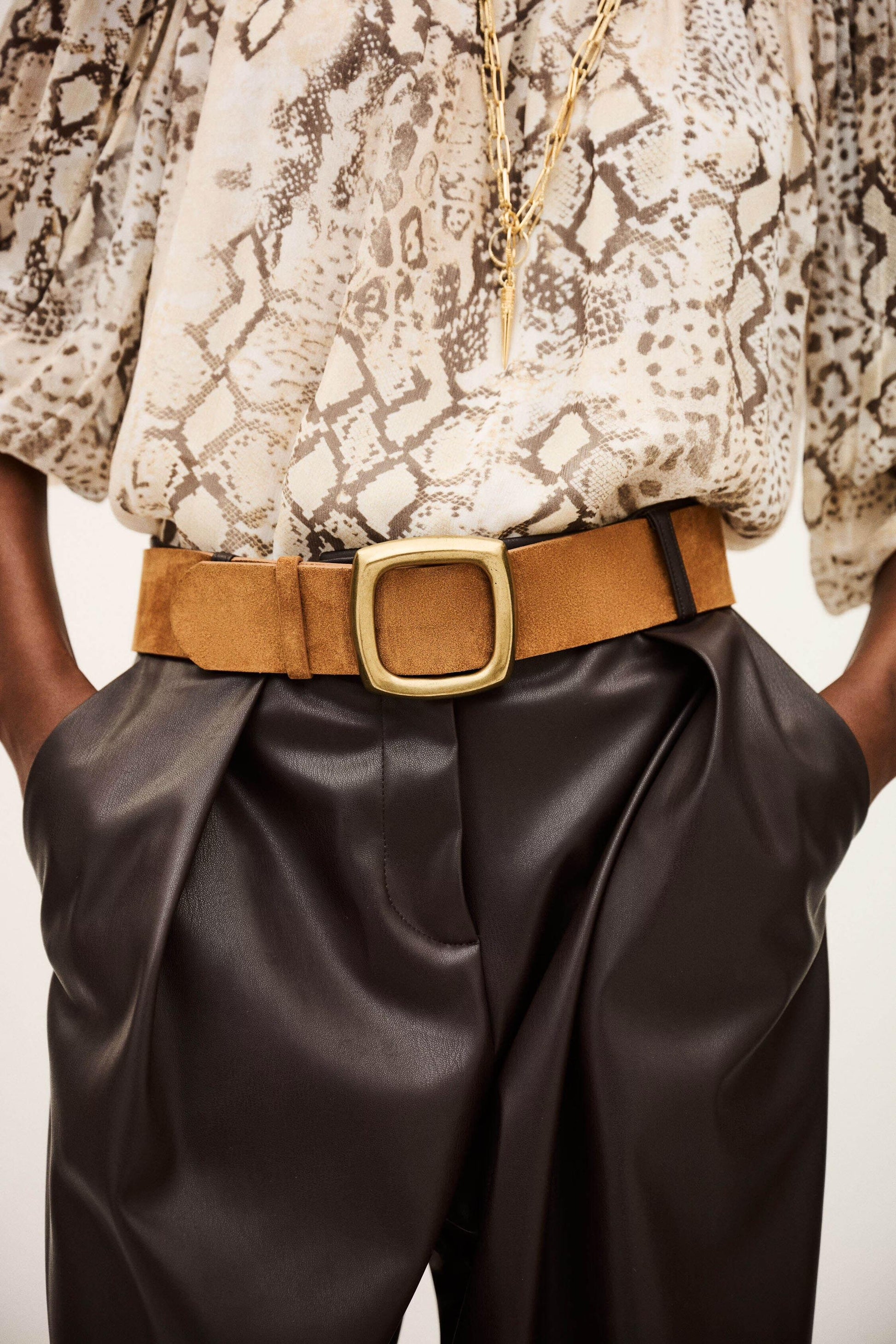 ba&sh Wide Belt Bianca Brown