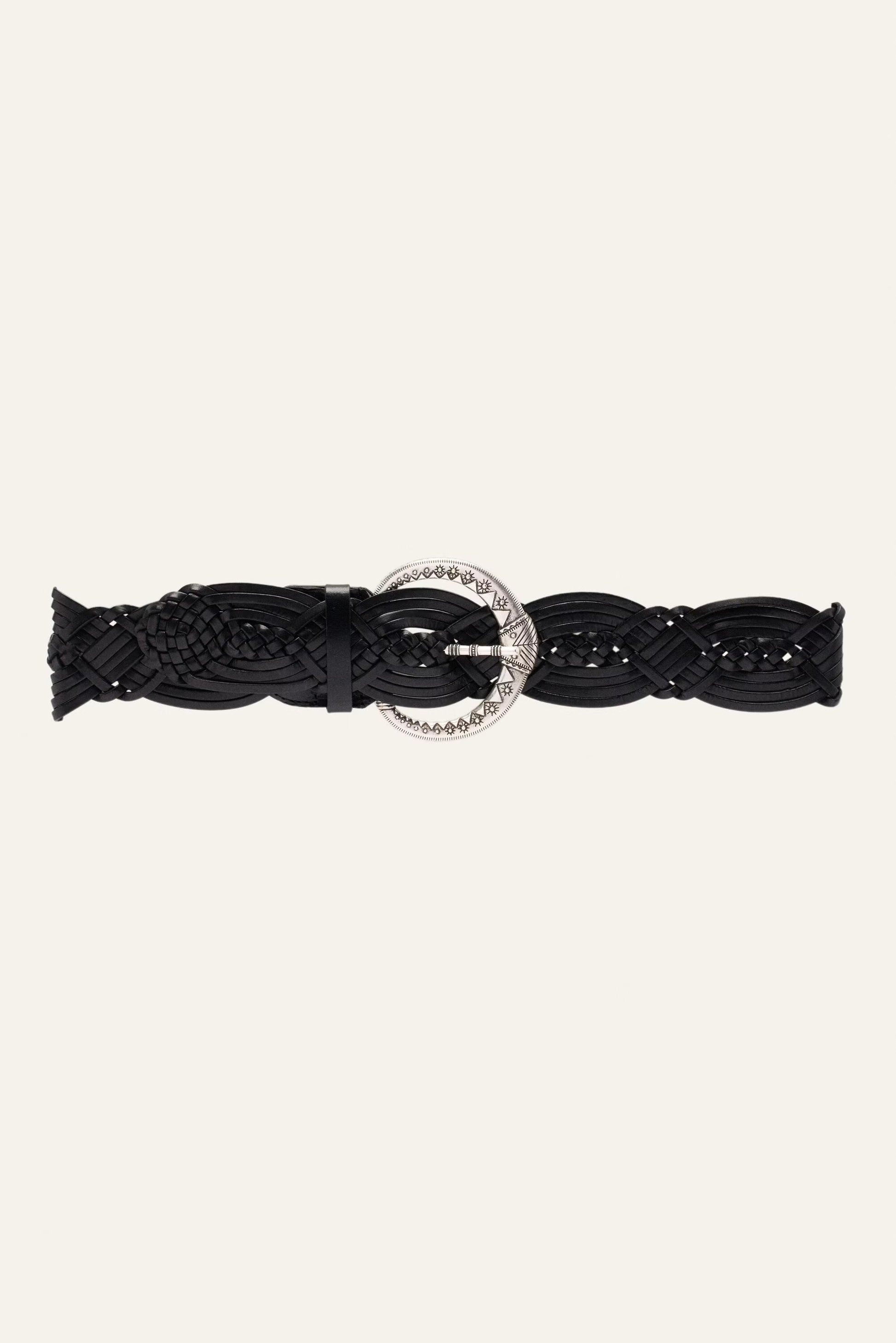 ba&sh Wide Braided Belt Brew Black
