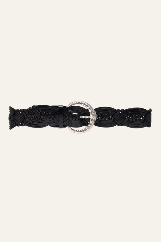 ba&sh Wide Braided Belt Brew Black