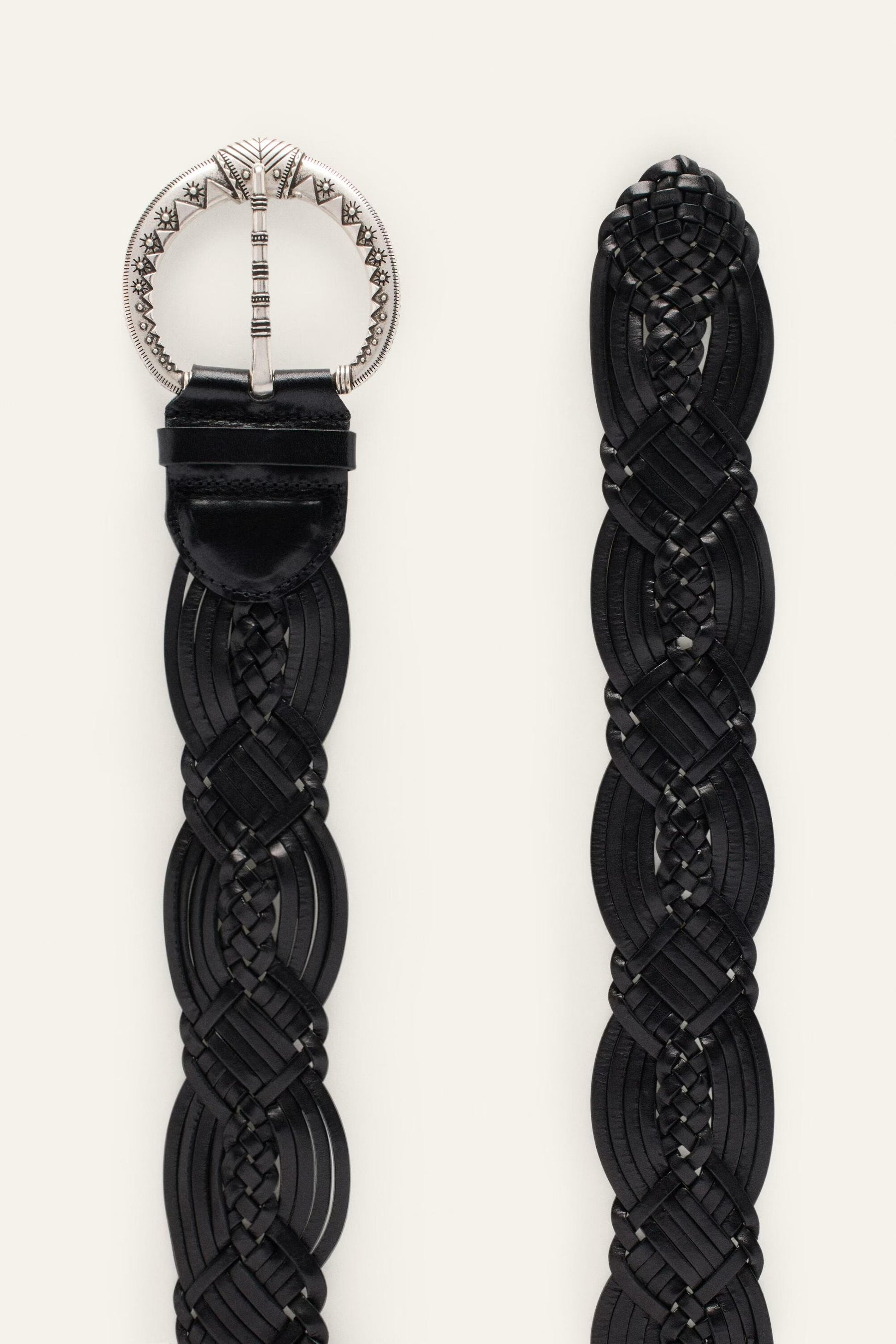 ba&sh Wide Braided Belt Brew Black