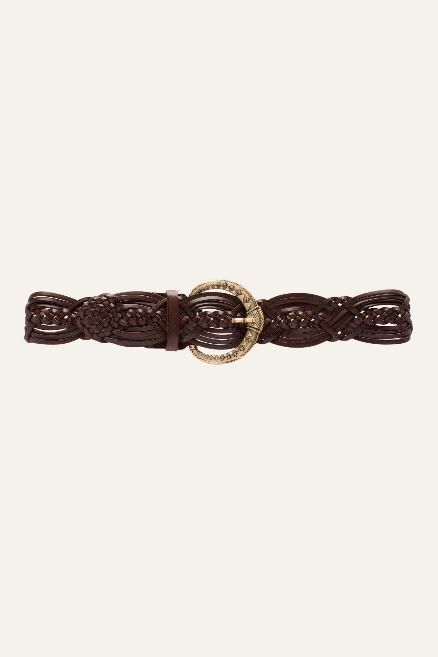 ba&sh Wide Braided Belt Brew Brown
