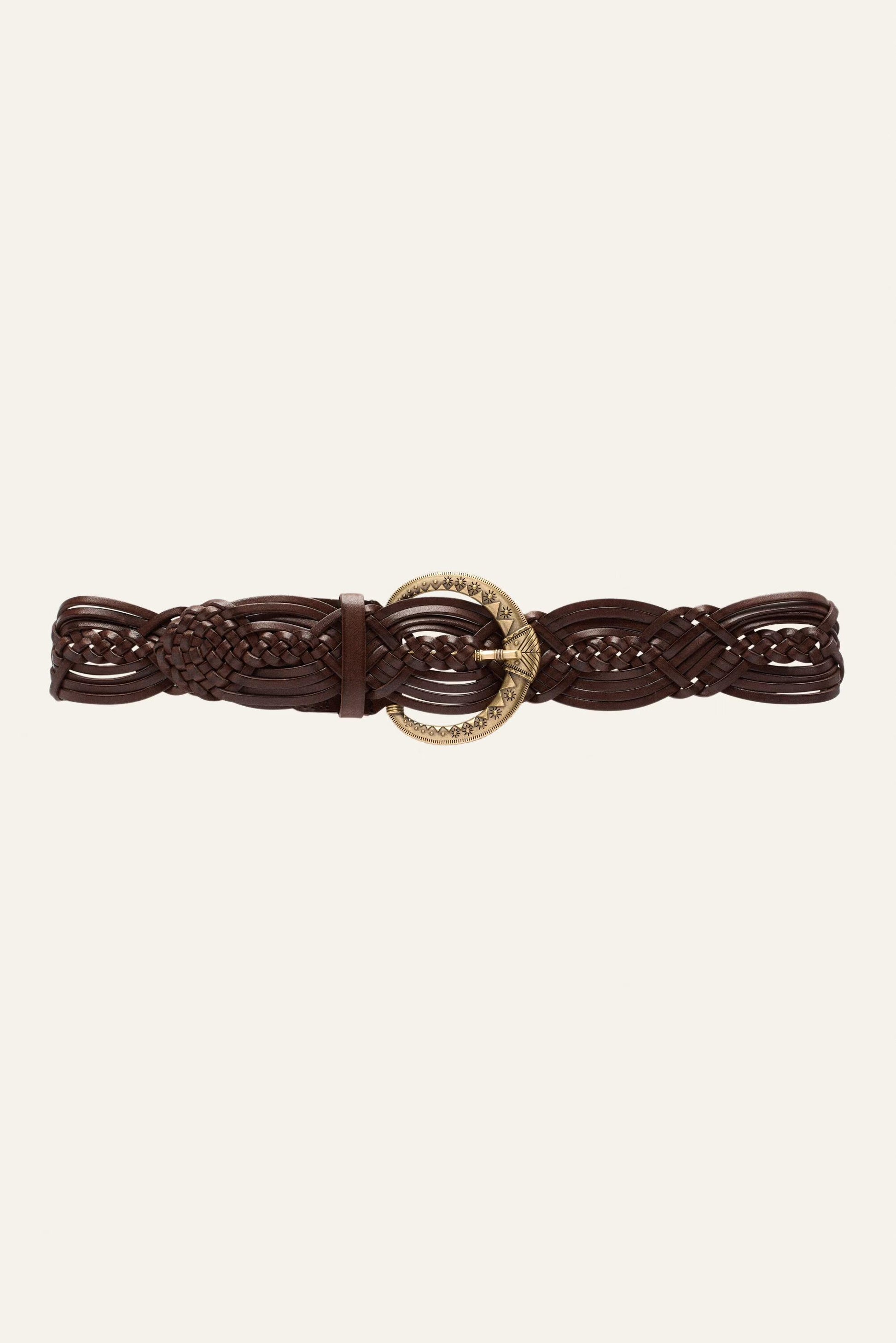 ba&sh Wide Braided Belt Brew Brown