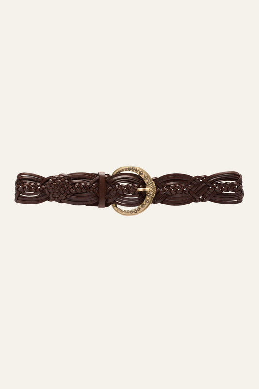 ba&sh Wide Braided Belt Brew Brown