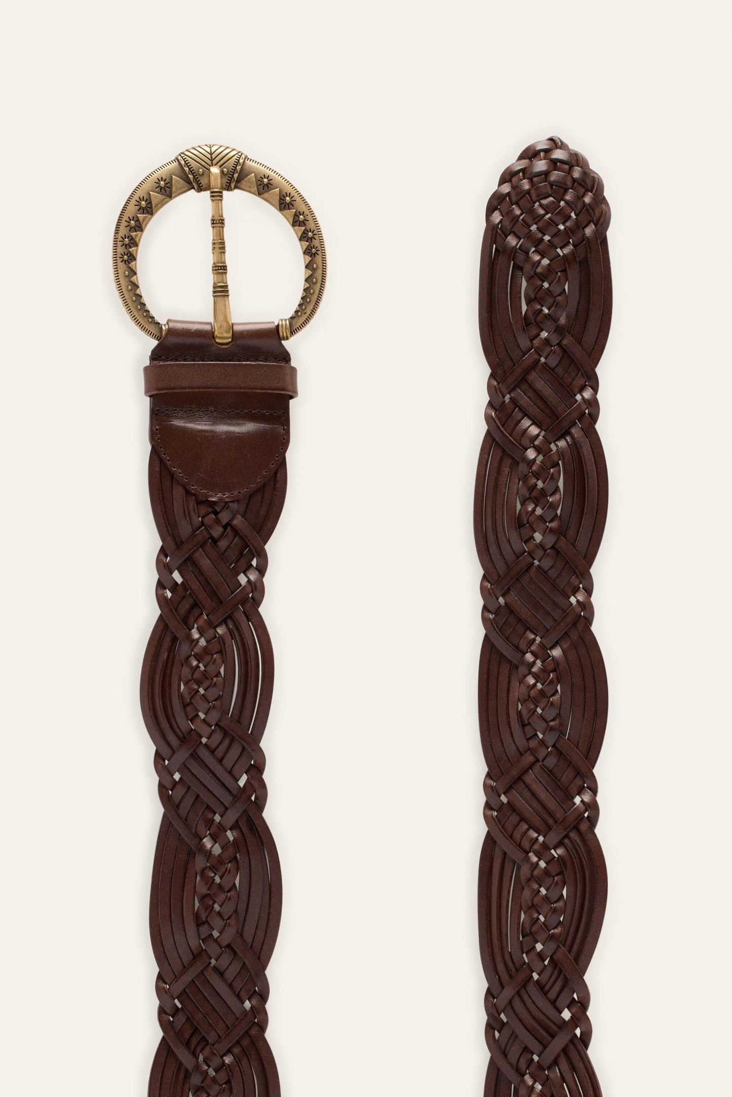 ba&sh Wide Braided Belt Brew Brown