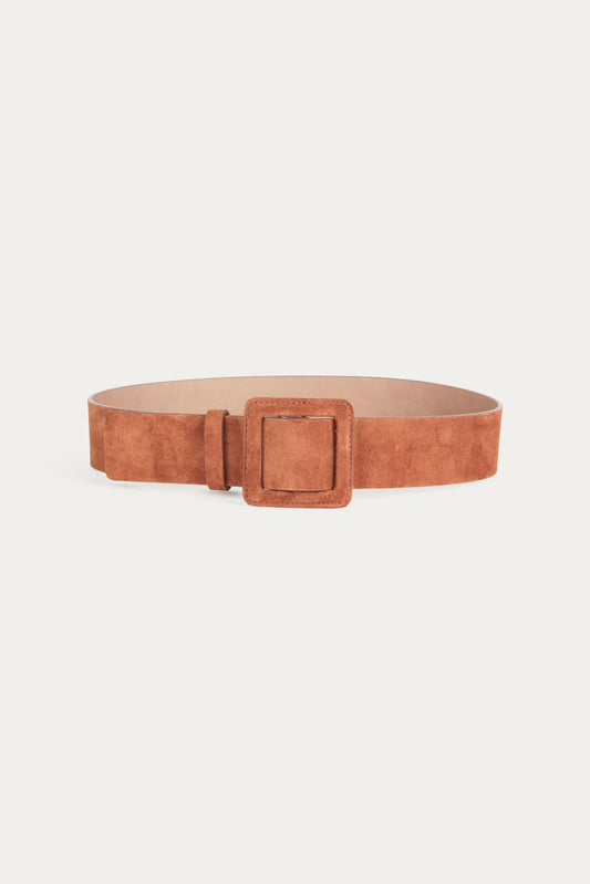 ba&sh Leather Square Buckle Belt Betty Brown