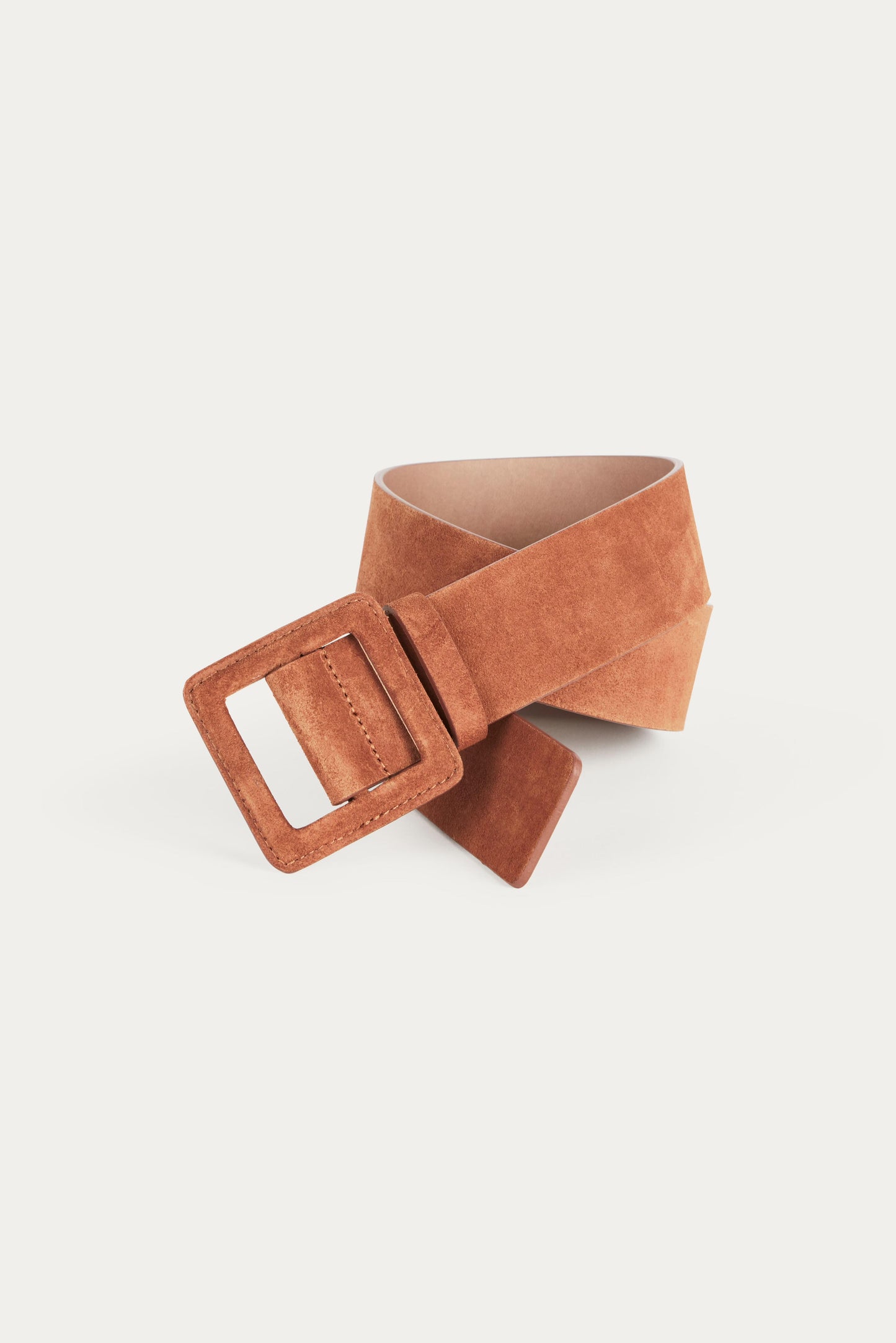 ba&sh Leather Square Buckle Belt Betty Brown