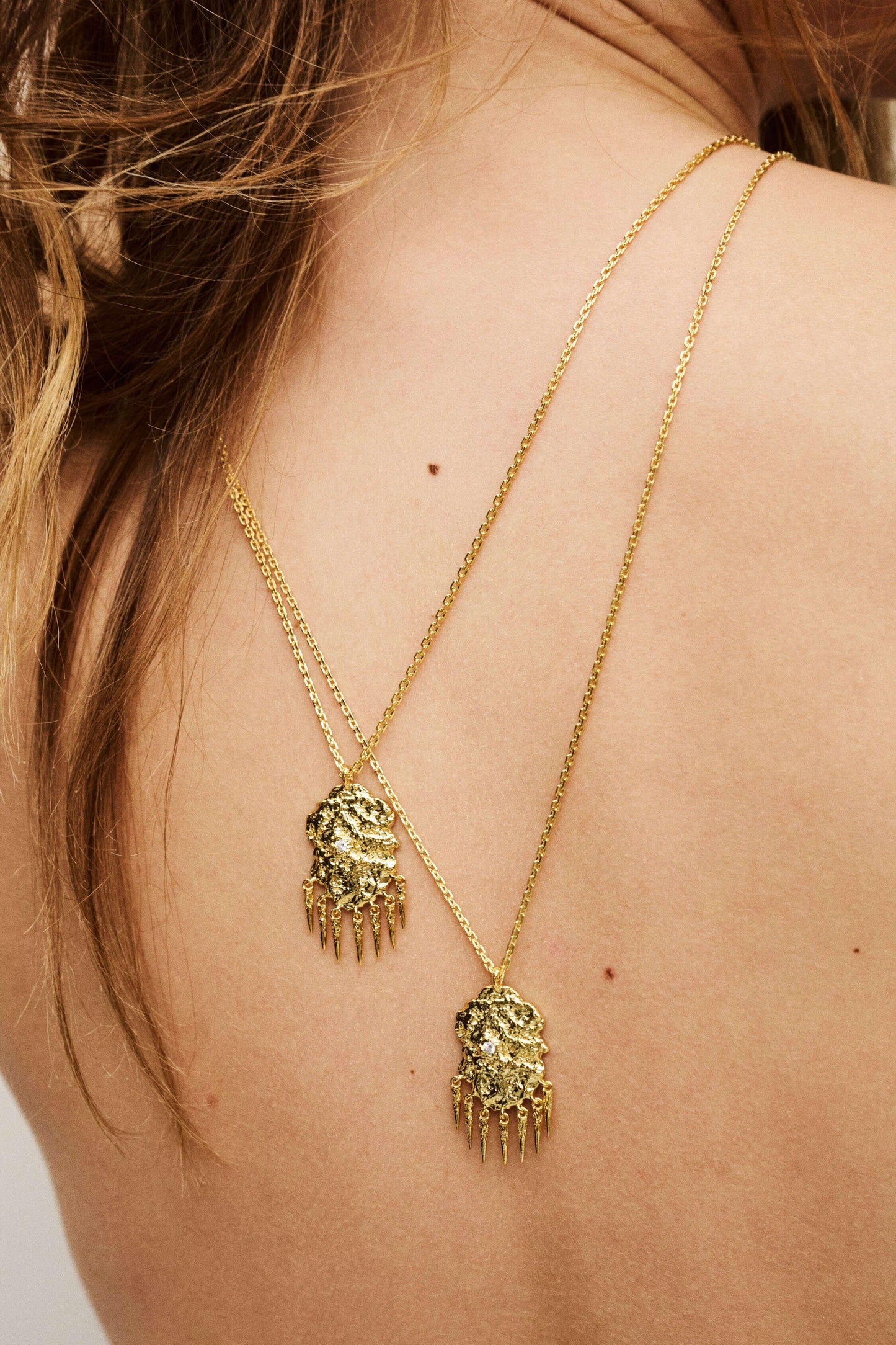 ba&sh Zircon Pendant Necklace Anouchka Gold
