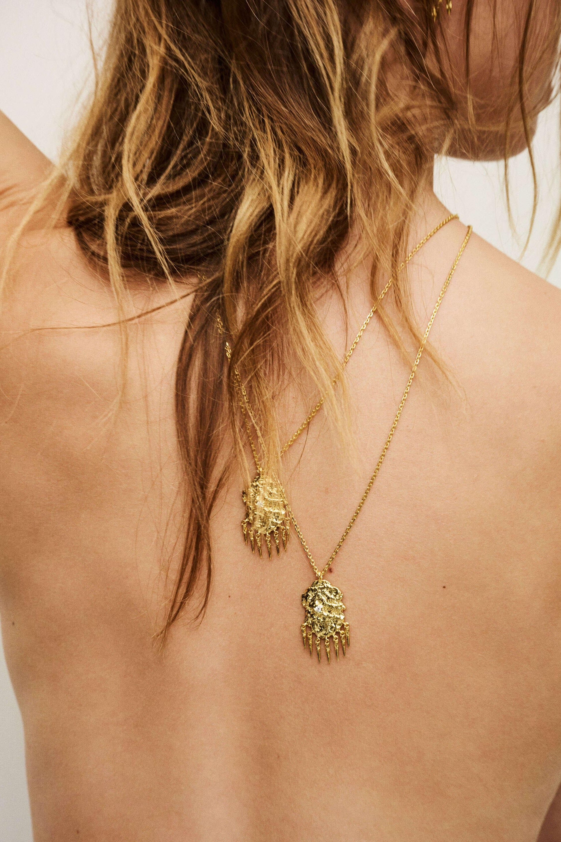 ba&sh Zircon Pendant Necklace Anouchka Gold