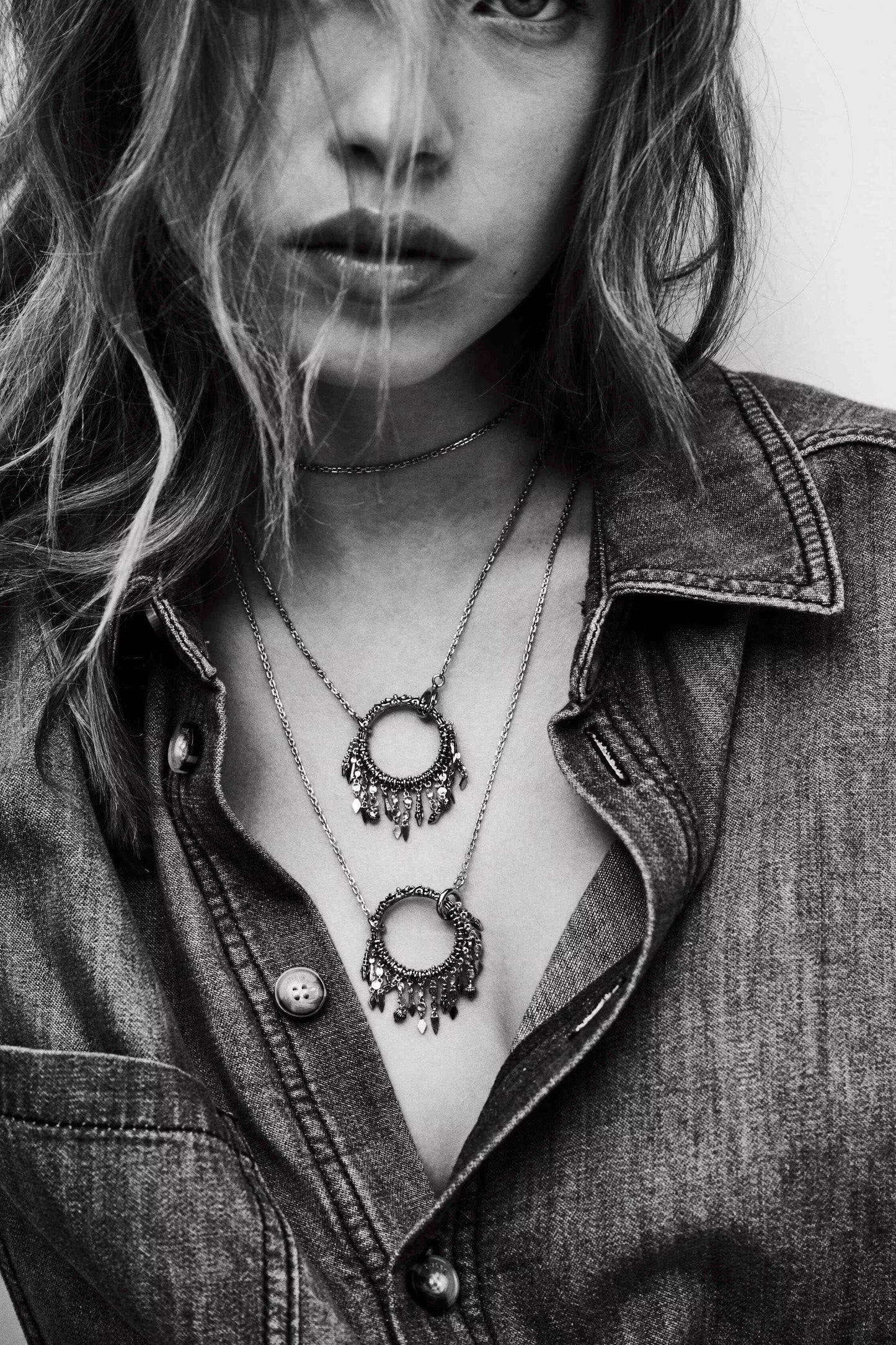 ba&sh Long Ring Necklace Lina Gray