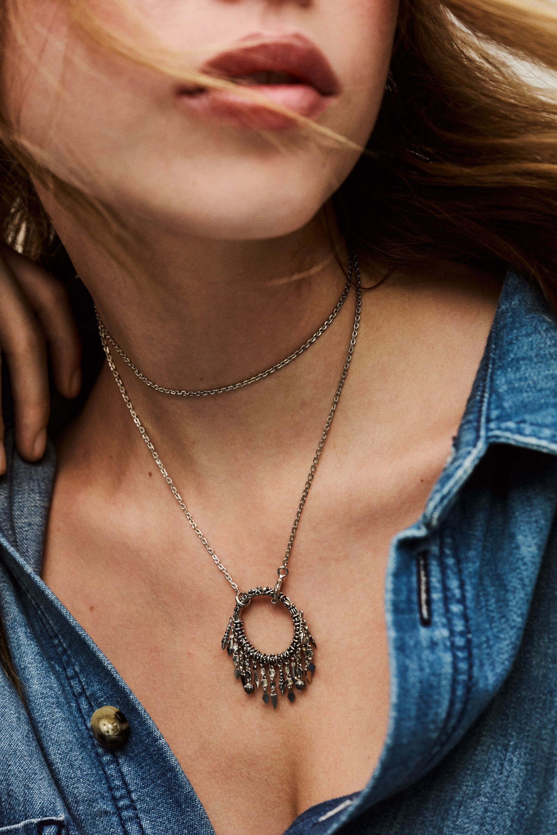ba&sh Long Ring Necklace Lina Gray