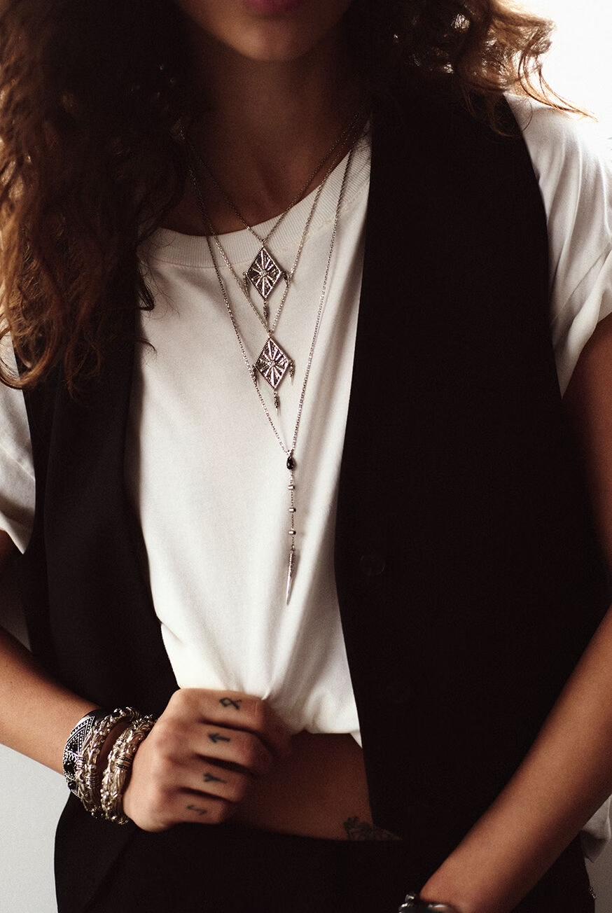 ba&sh Necklace With Pendant Ojas Gray