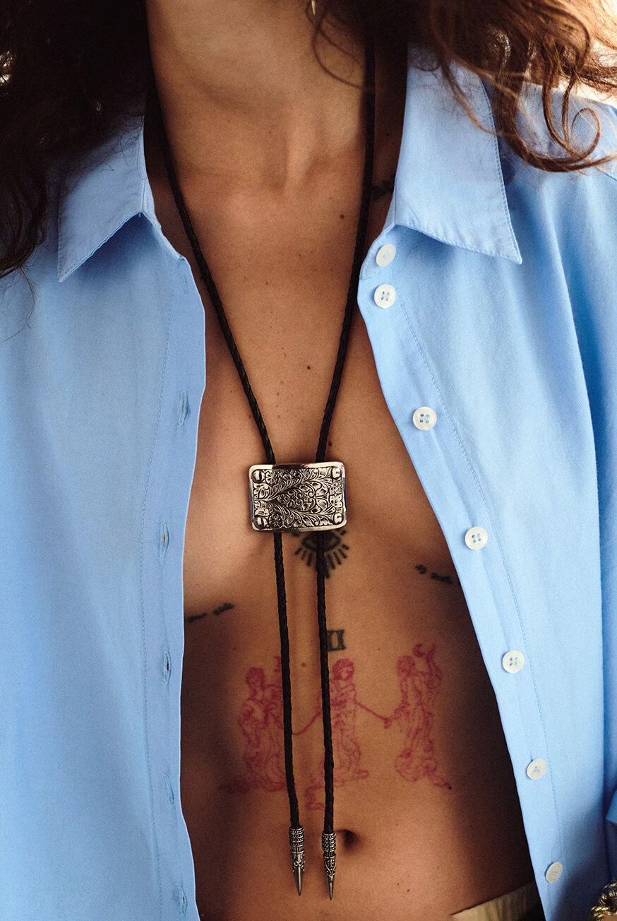 ba&sh Silver Bolo Tie Ortan Gray