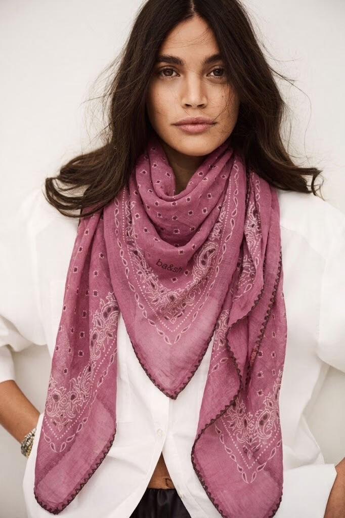 ba&sh Patterned Bandana Scarf Fary Pink