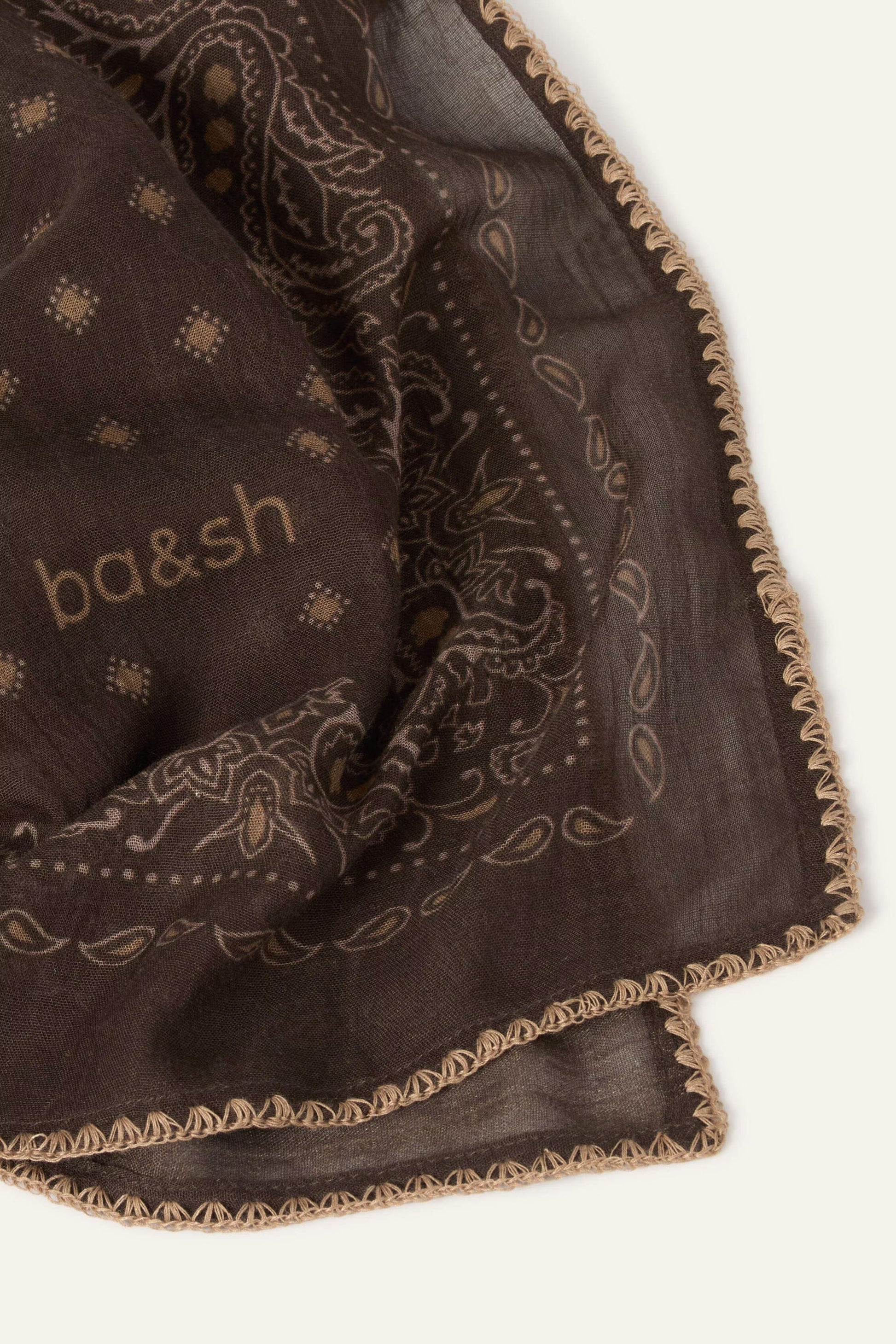 ba&sh Patterned Bandana Scarf Fary Brown