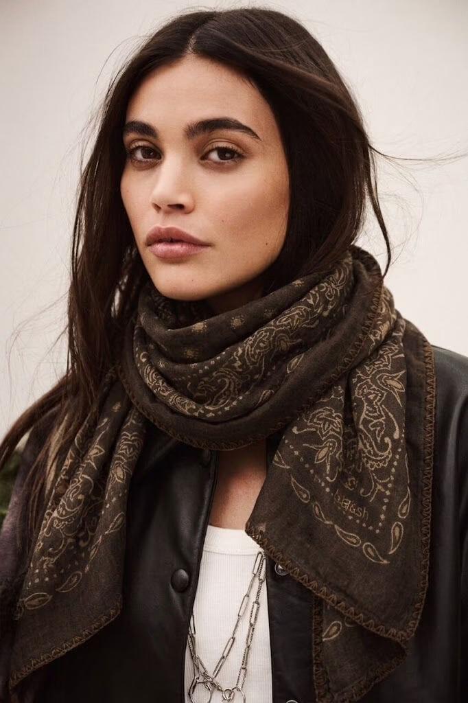 ba&sh Patterned Bandana Scarf Fary Brown