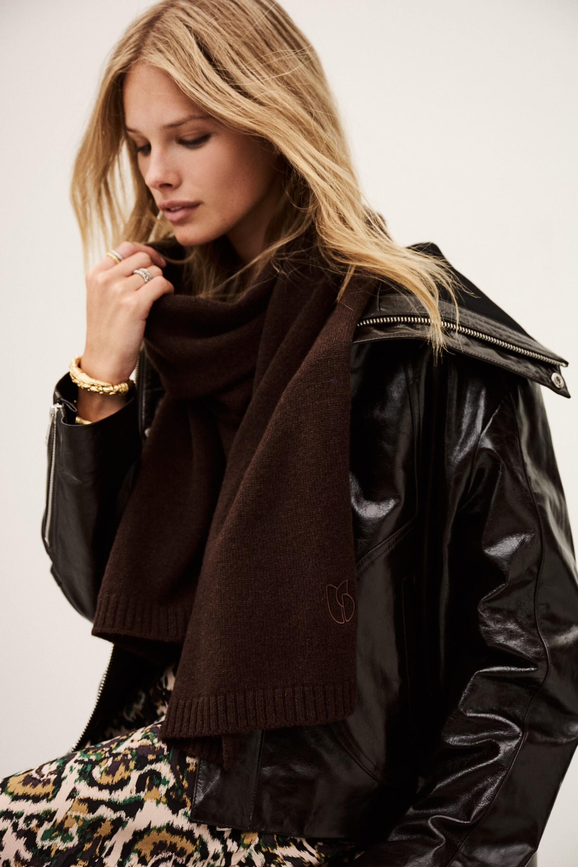 ba&sh Rectangular Scarf Comie Brown